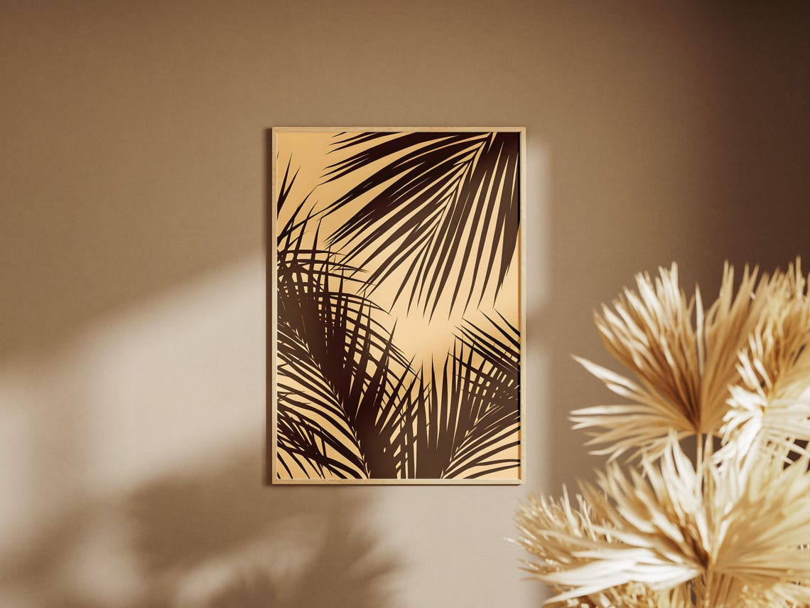 Dense Brown Palm Leaves Tropical Foliage Botanical Art Wall Poster