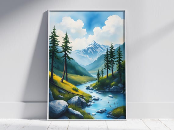 Minimalist Splash Art Landscape Bright Abstract Wall