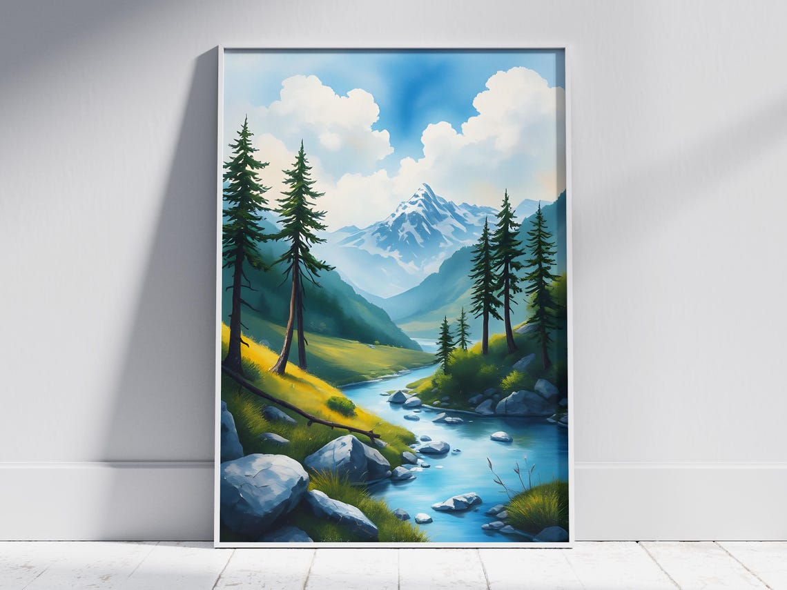Minimalist Splash Art Landscape Bright Abstract Wall