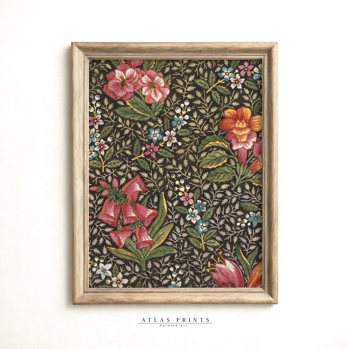 Vintage Dark Botanical Tapestry Floral Textile Moody Wall Poster
