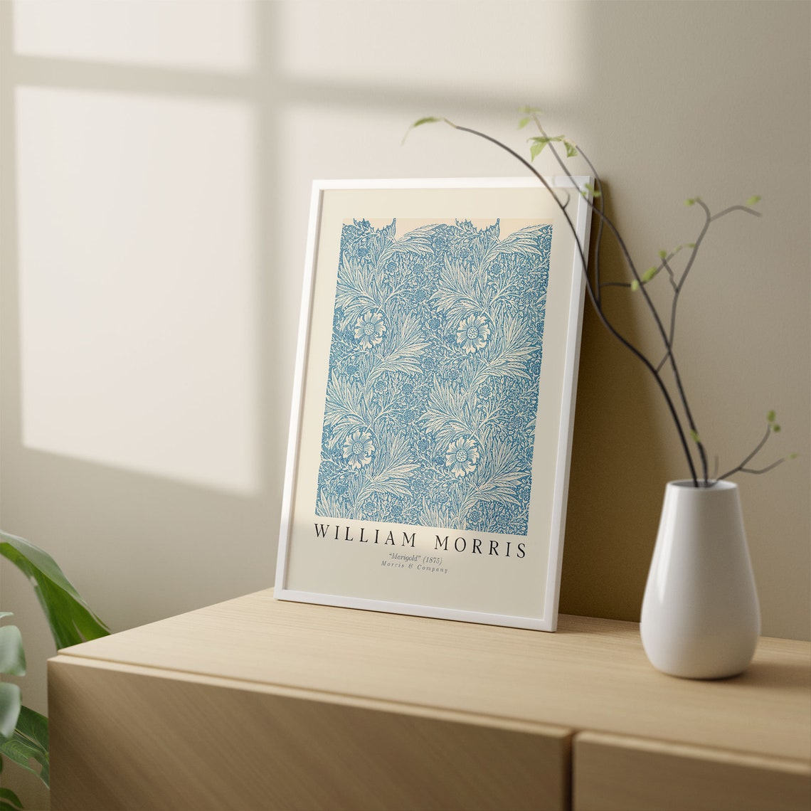 William Morris Marigold 1875 Blue Floral Arts and Crafts Poster - Image 2