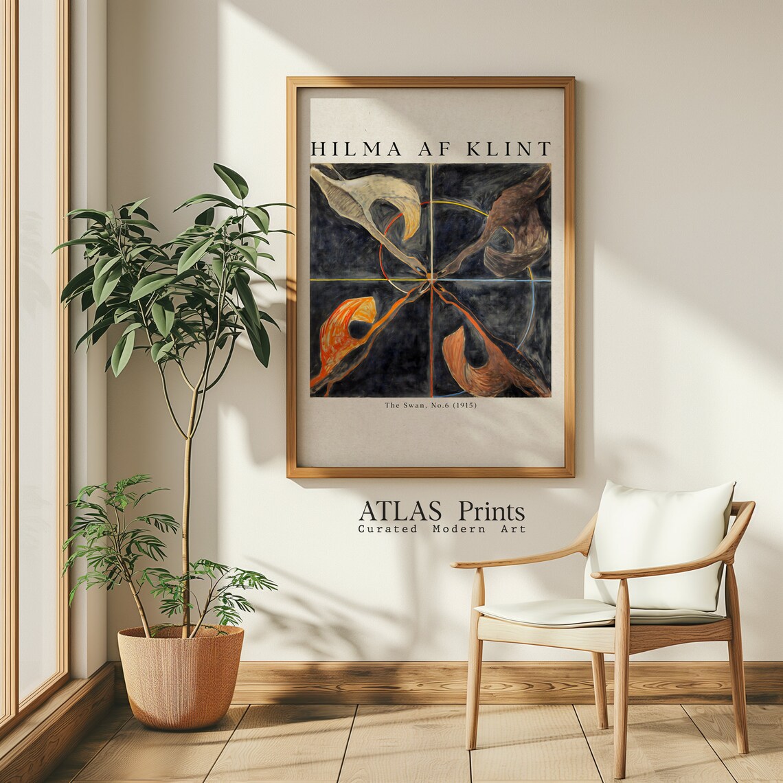 Hilma af Klint The Swan No 6 1915 Four Swans Dark Abstract Poster - Image 2