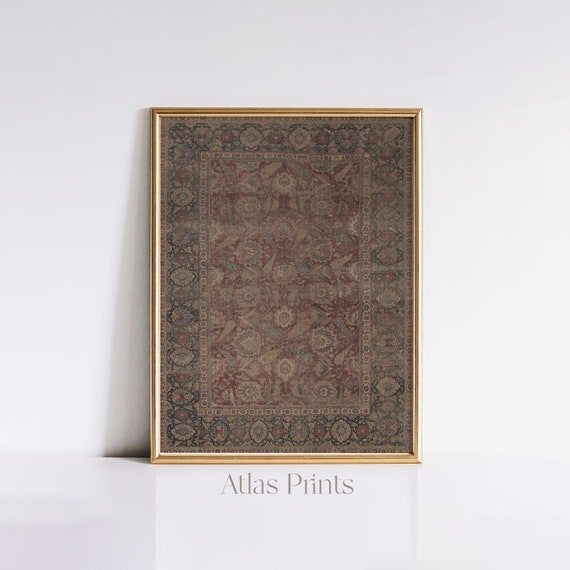 Antique Textile Wall Art Rug Pattern Wall Art Vintage Tapestry Print Modern Farmhouse Wall Dcor Vintage Rug