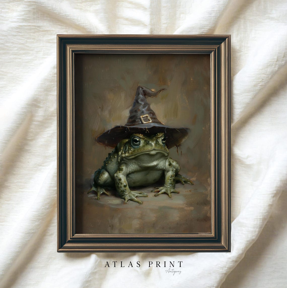 Toad in Witch Hat Vintage Oil Painting Dark Academia Halloween Poster - Image 2