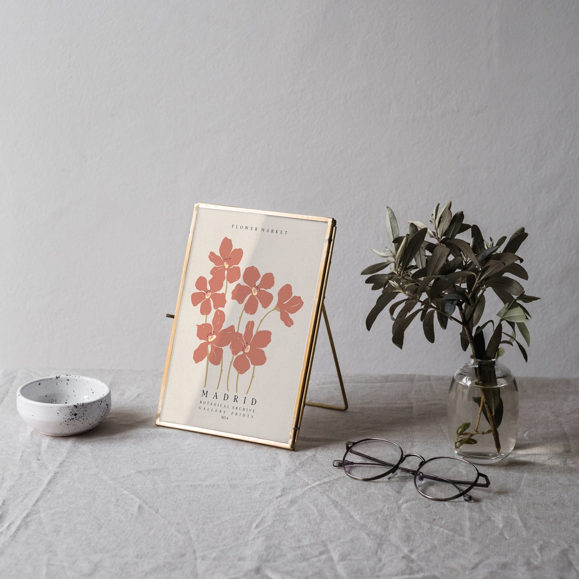 Flower Market Madrid Terracotta Anemone Botanical Archive Poster - Image 3