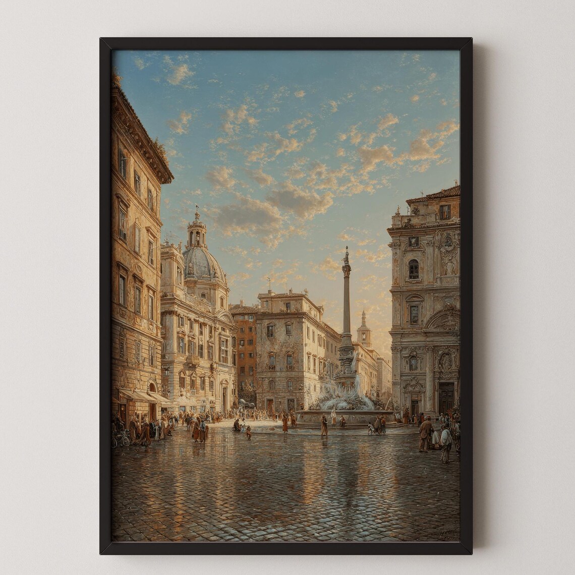 Piazza Navona Rome Vintage Italian Cityscape Print