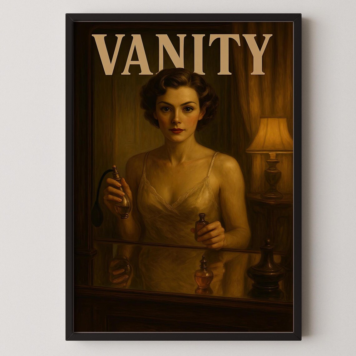 Vintage Vanity Perfume Ad Woman With Atomizer Boudoir Poster