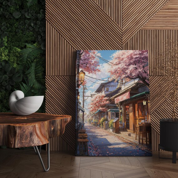 Sakura Cherry Blossom Japanese Anime Cityscape Art Print