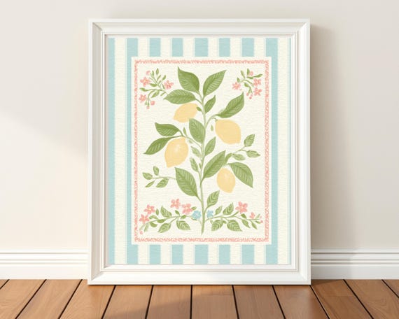 Vintage Lemon Print Grandmillennial Kitchen Wall Art
