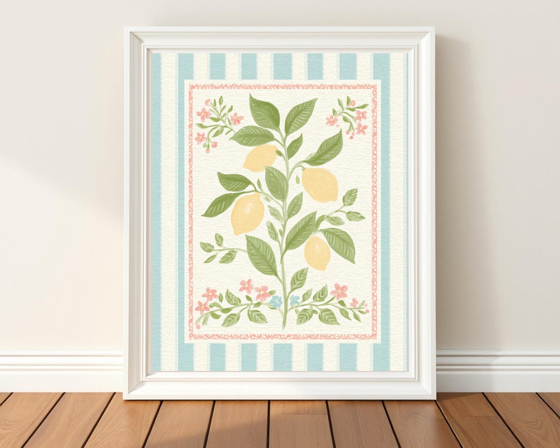 Vintage Lemon Branch Botanical Grandmillennial Kitchen Poster