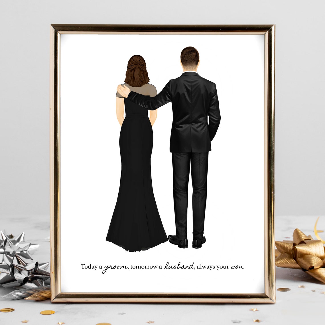 Groom and His Mom Wedding Portrait Today a Groom Quote Poster - Image 2