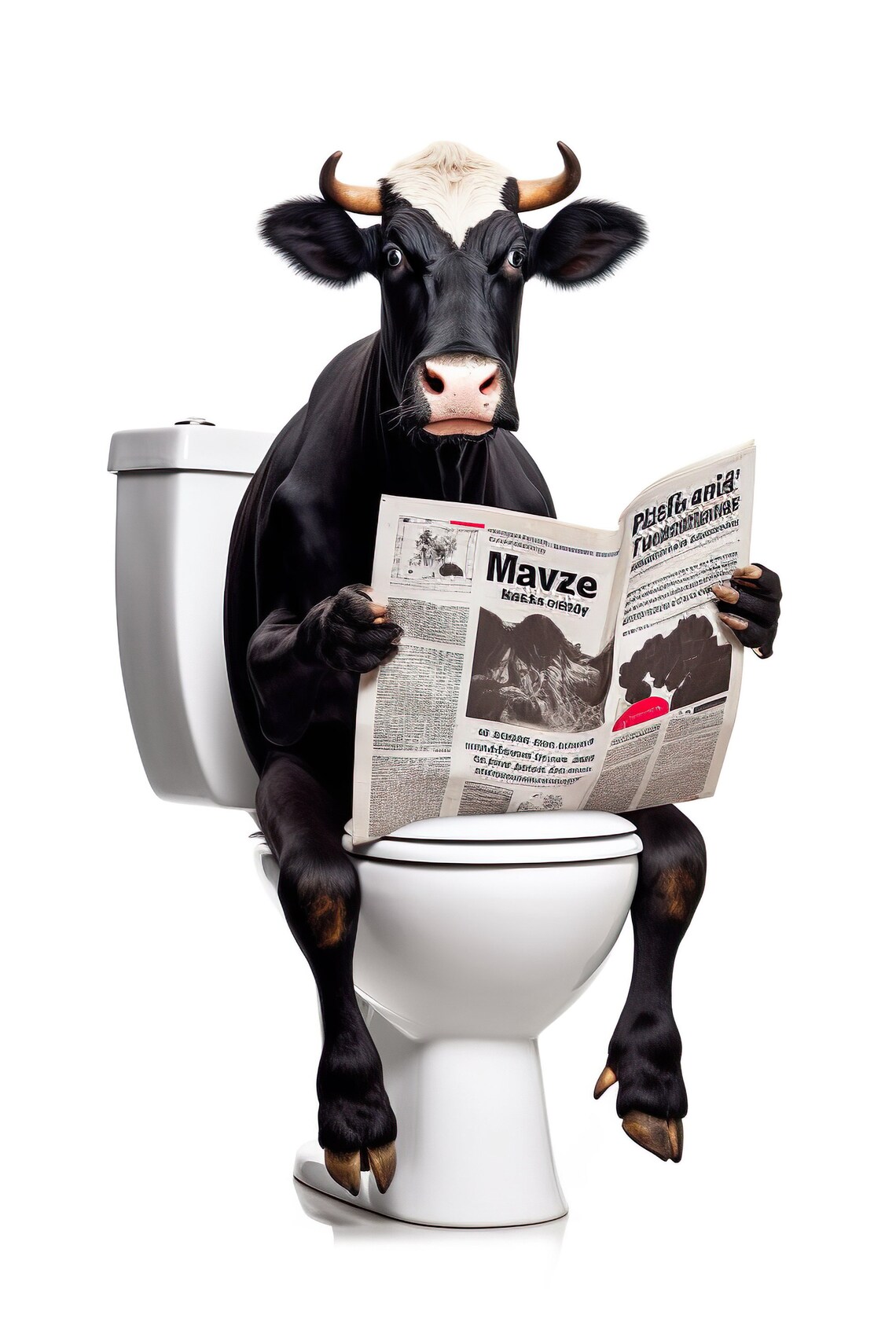 Holstein Friesian Cow Bathroom Humor Poster Print