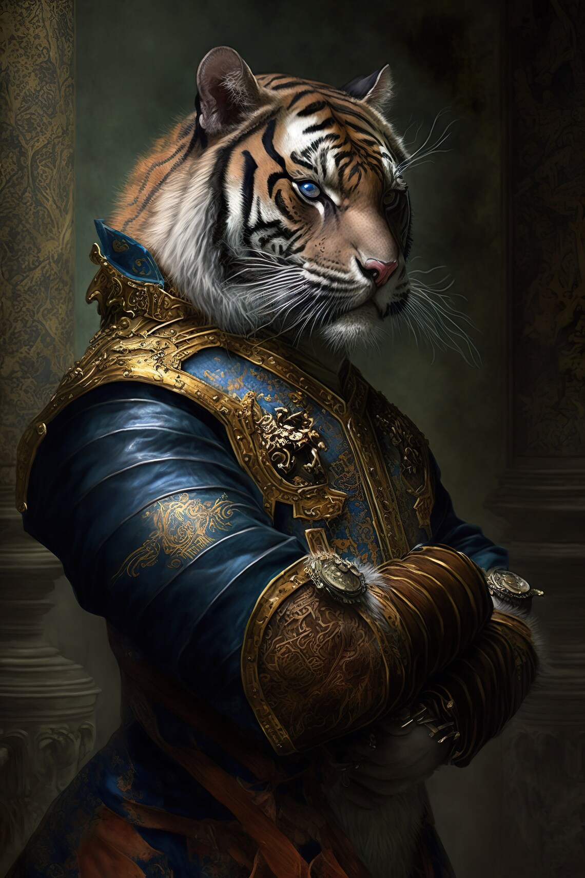 Aristocratic Tiger Quirky Animal Art Print
