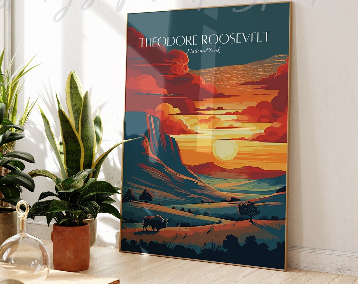 Theodore Roosevelt National Park Vintage Travel Poster