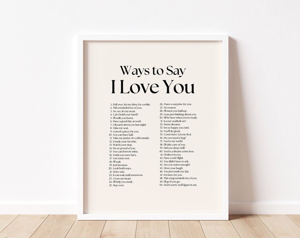 Ways to Say I Love You Black Serif Romantic Typography Poster