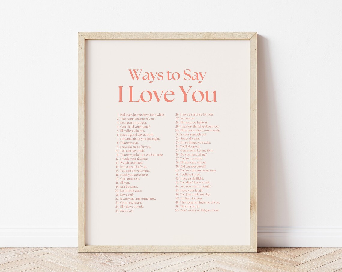 Ways to Say I Love You Romantic Phrases Retro Typography Poster