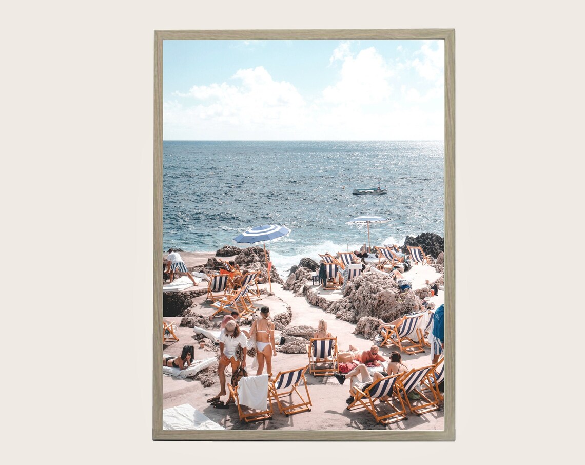 Capri Beach Print Italy Wall Art, Amalfi Coast