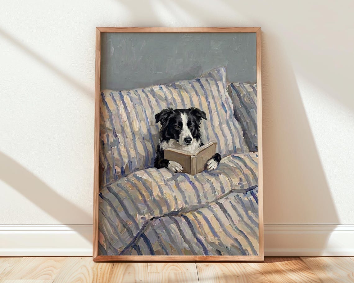 Border Collie In Bed Art Print