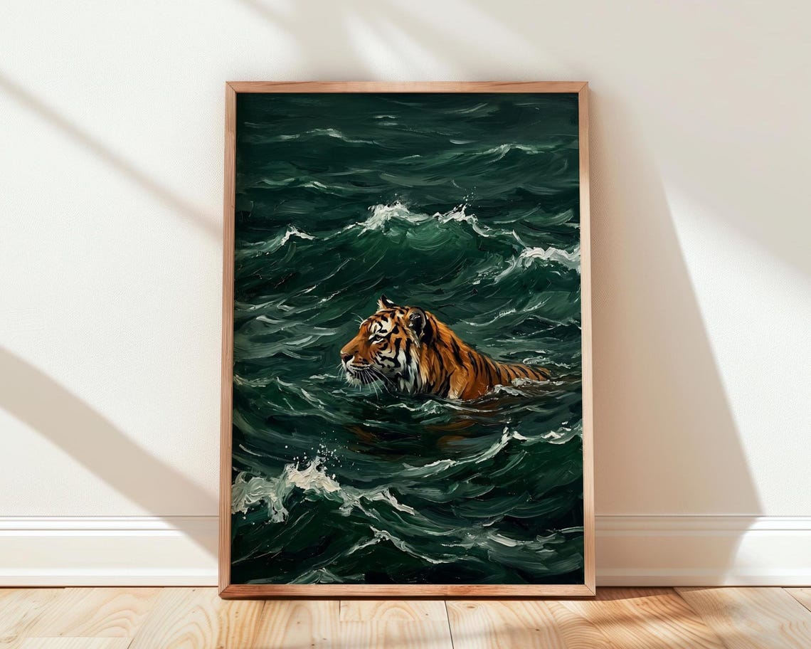 Bengal Tiger Wall Art Ocean Painting