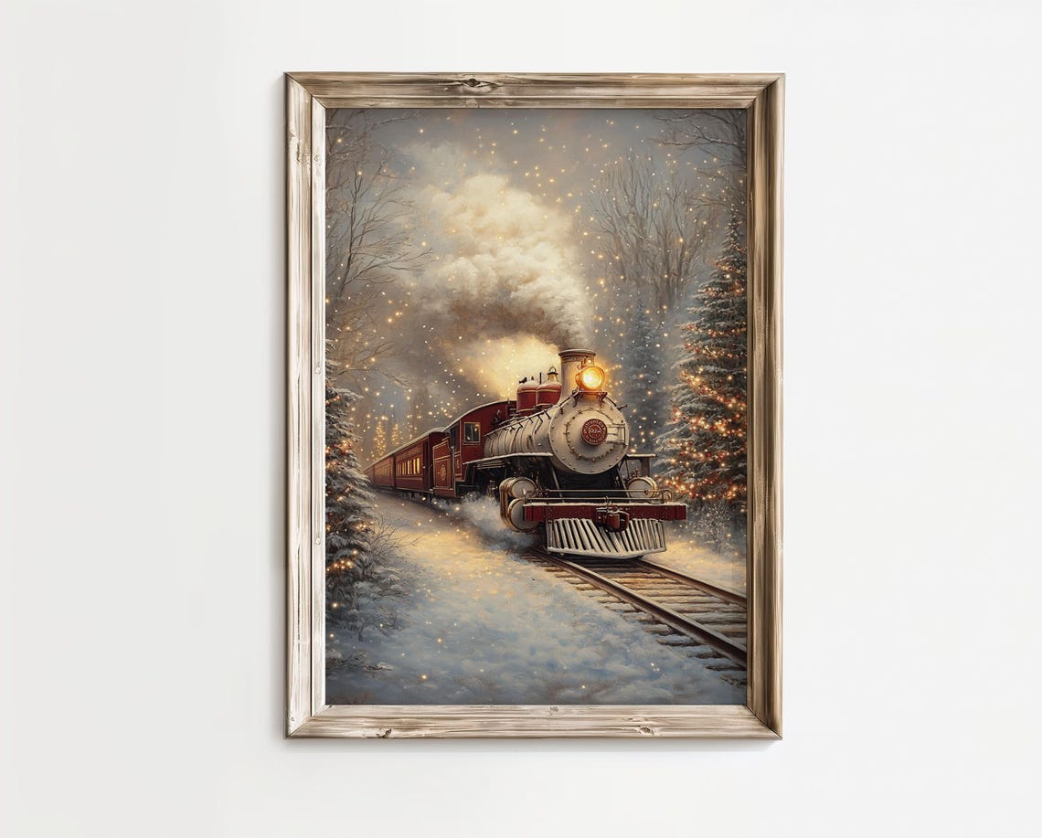 Vintage Polar Express Travel Poster, Christmas Train - Image 2
