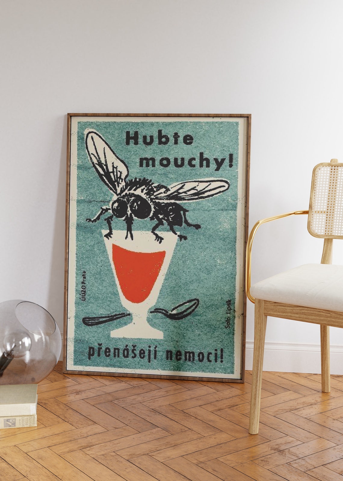 Fly Matchbox Print Vintage Fly Print Fly Wall Art Czech Matchbox Label Matchbox Print Rustic Fly Wall Decor Fly Wall Art Insects Art - Image 3