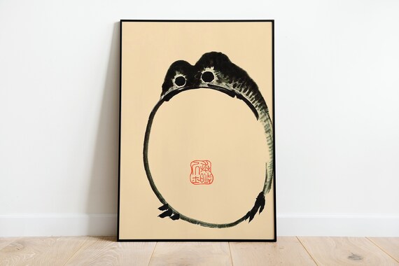 Matsumoto Hoji Frog Circle Famous Japanese Woodblock Poster Art