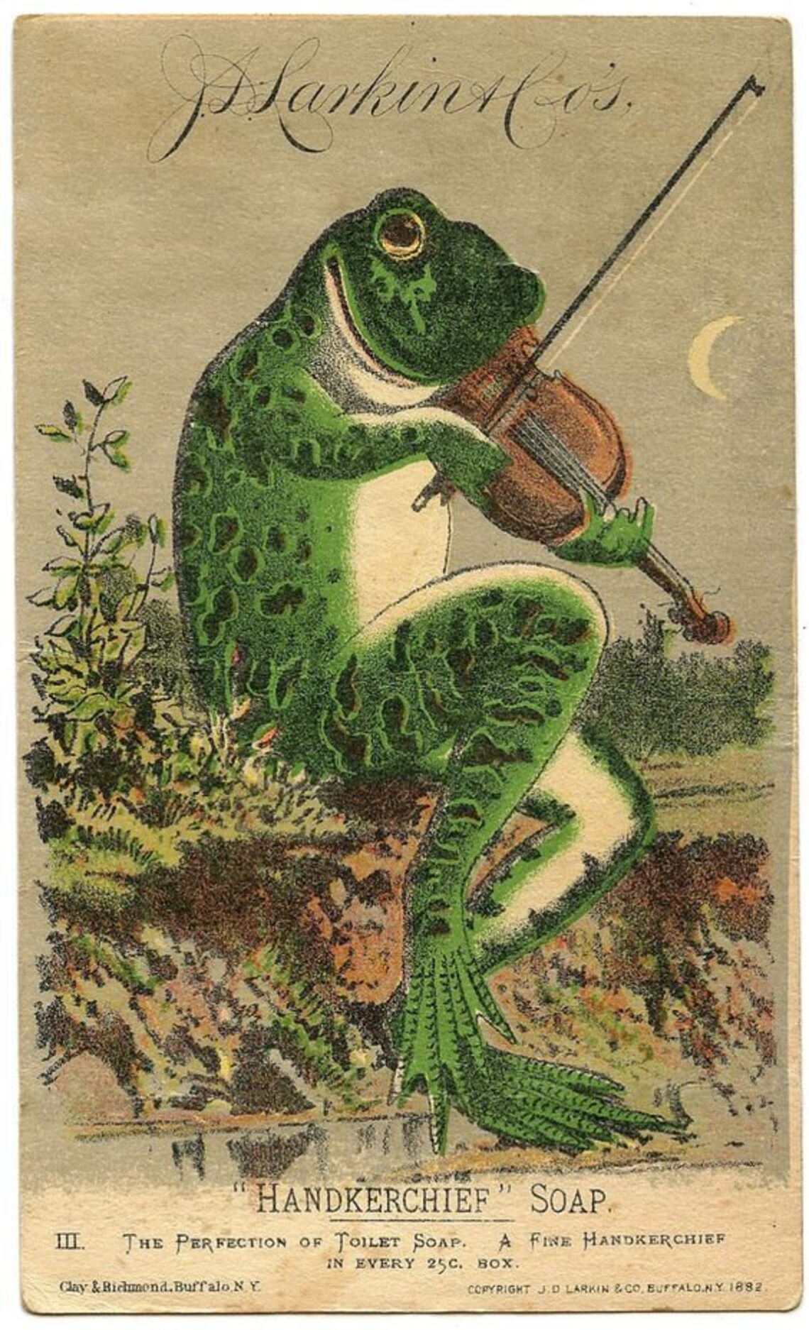Frog Playing Violin In Moonlight, Vintage Poster - Image 3