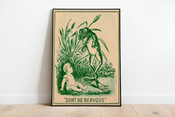 Funny Vintage Frog Art Print, Art Deco Retro Style