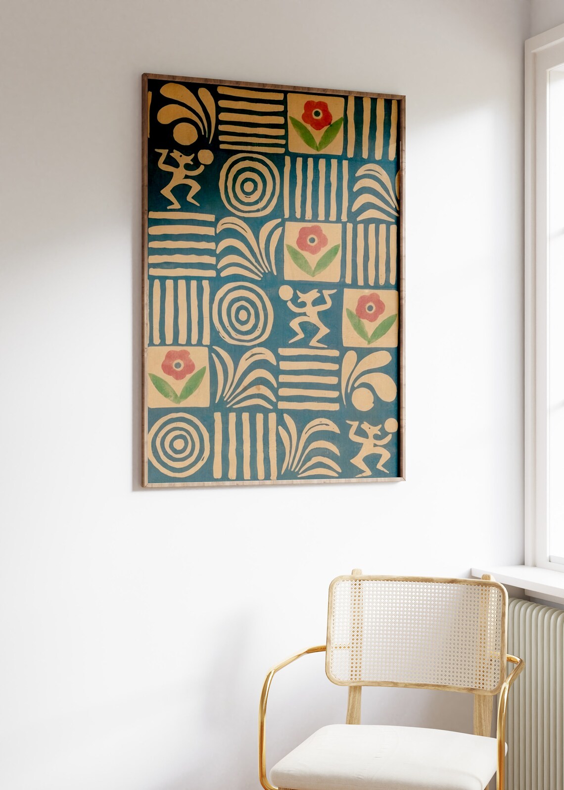Vintage Textile Pattern Poster, Abstract Wall Art - Image 3