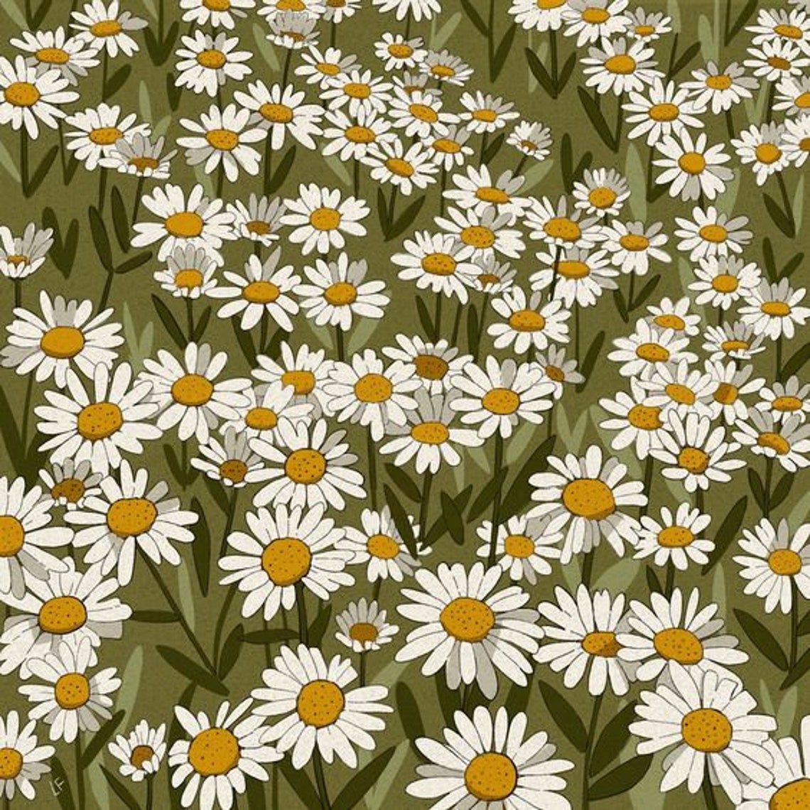 Daisy Fields Art Deco Vintage Floral Art Print - Image 4