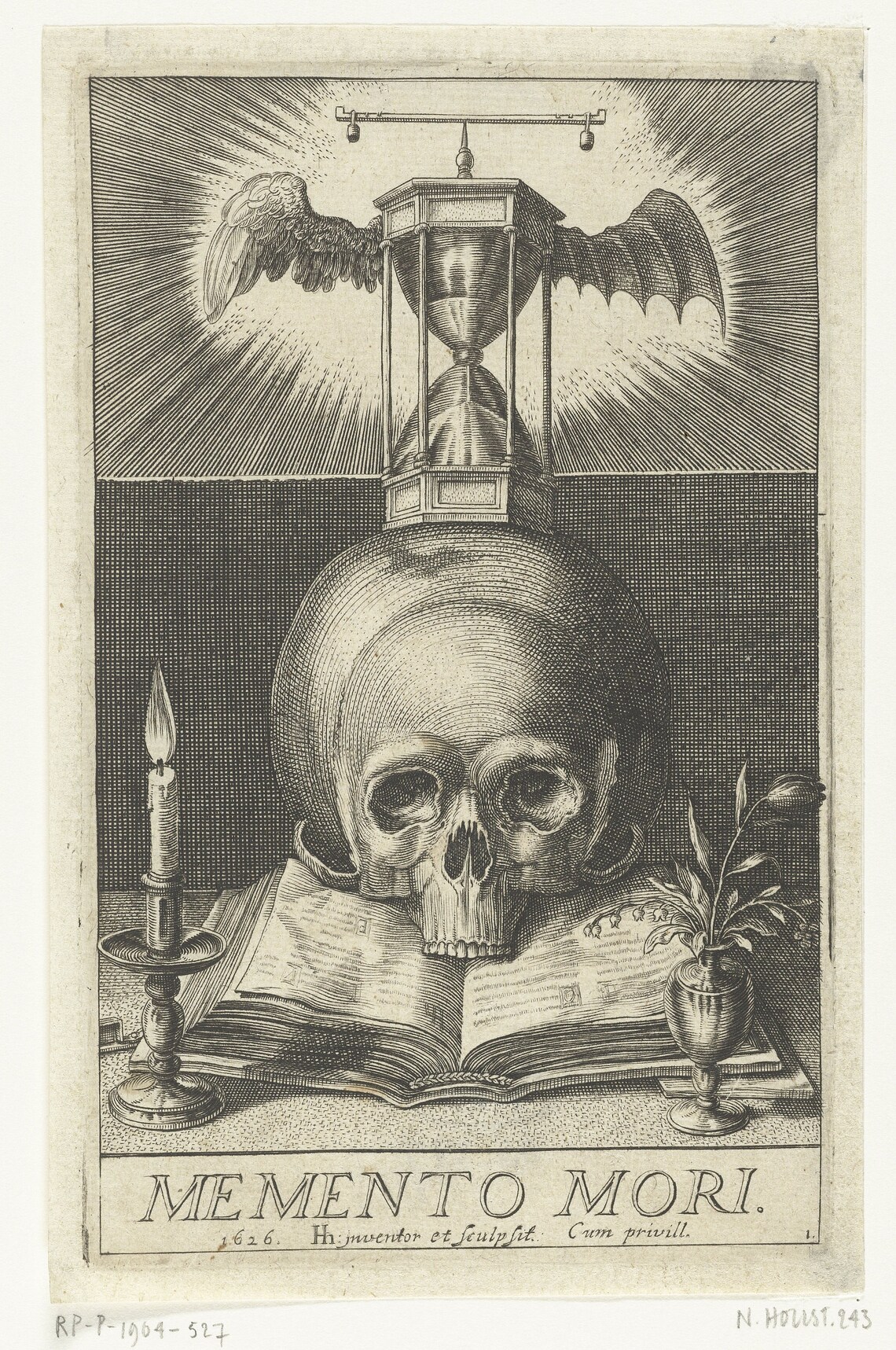 Memento Mori Skull Engraving Vintage Vanitas Still Life Art Poster - Image 2