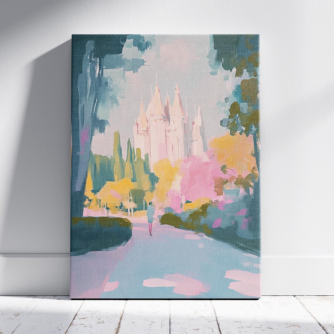 Fairytale Castle Pink Spires Dreamy Pastel Magical Wall Art Print