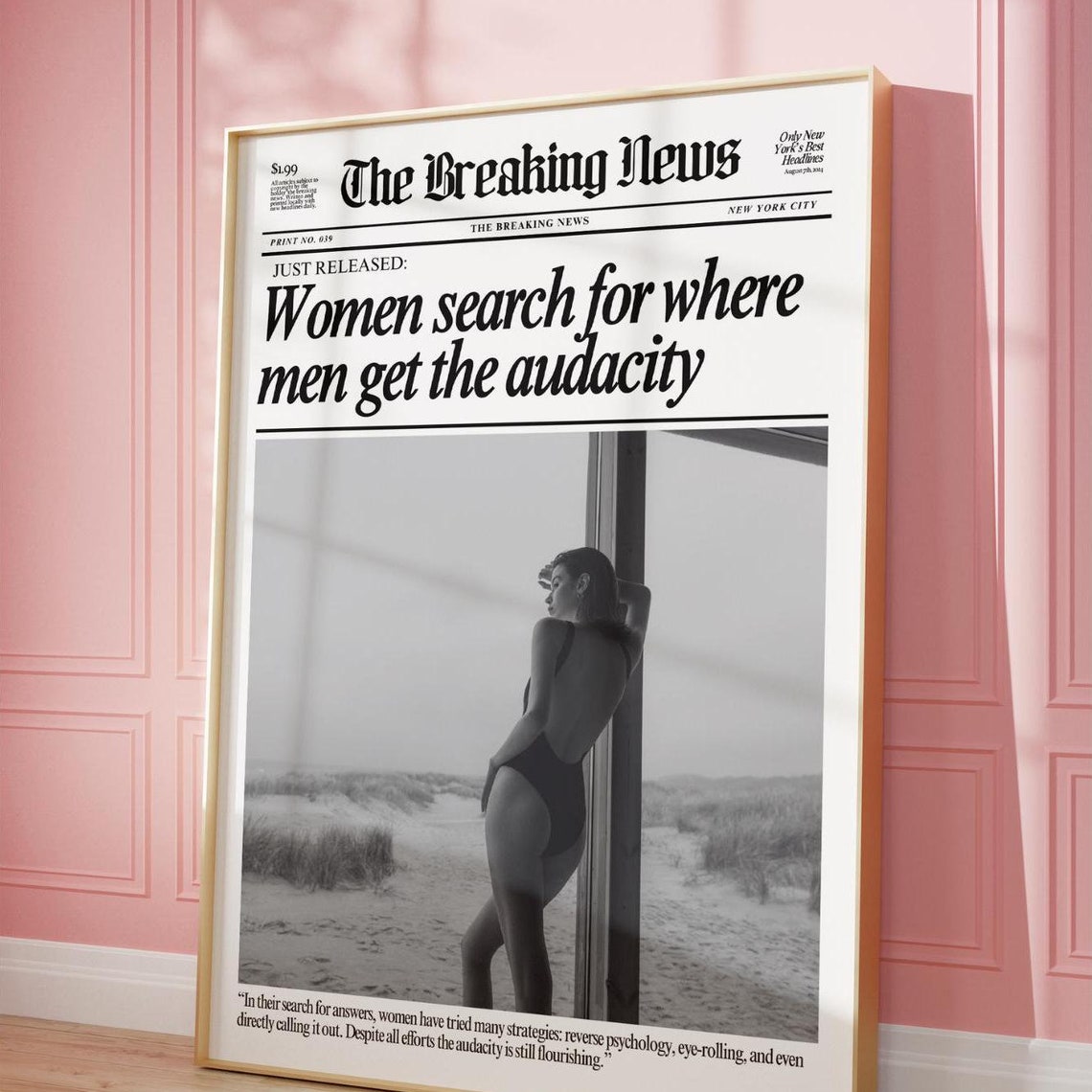 The Breaking News Audacity Funny Feminist Satire Headline Poster