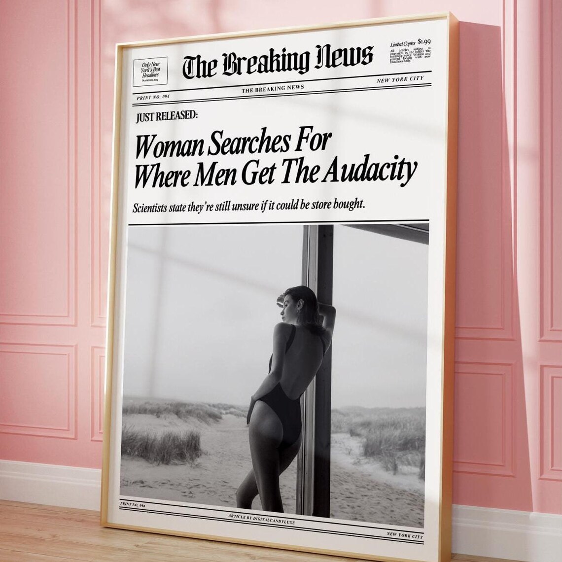 Trendy News Black and White Poster, Aesthetic