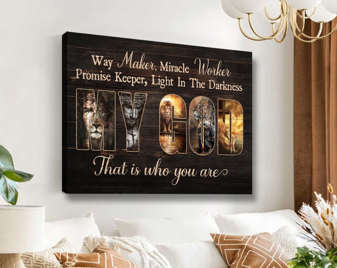 Way Maker Miracle Worker My God Letter Art Lion Jesus Poster - Image 5