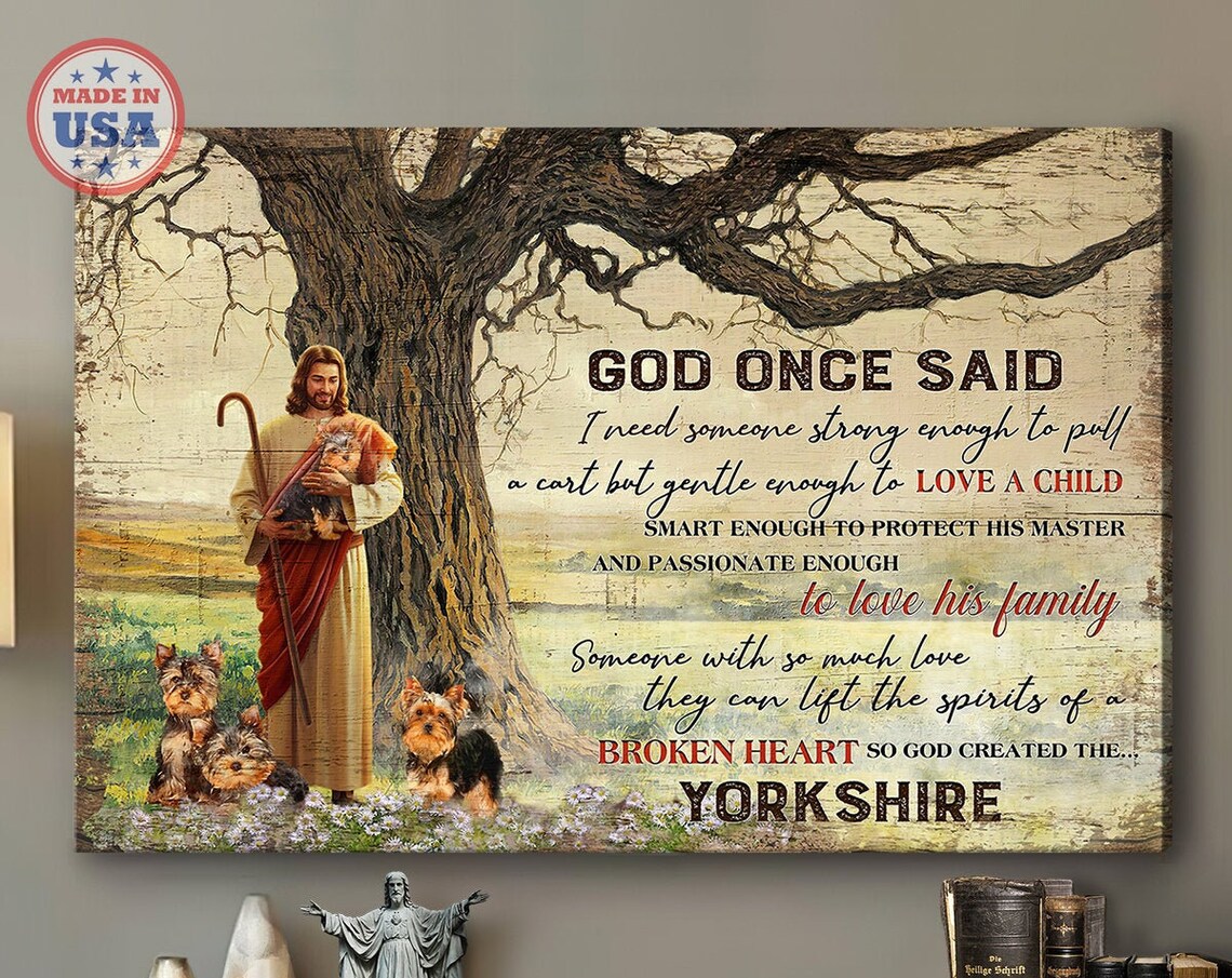 Yorkshire Terrier Christian Art Print, Jesus Decor