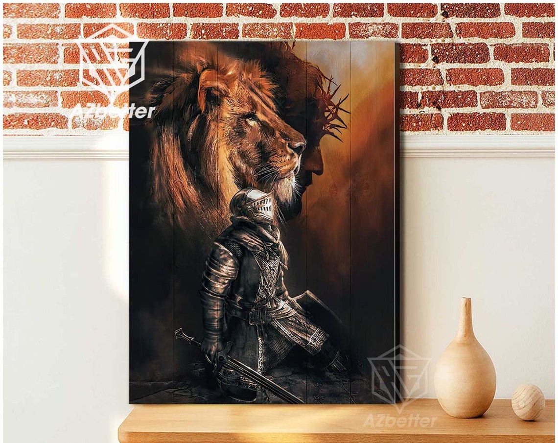 Armor Of God Warrior Of Jesus Painting Lion Of Judah Wall Art Knight Of The King Christian Home Decor Son Of The King - Image 4