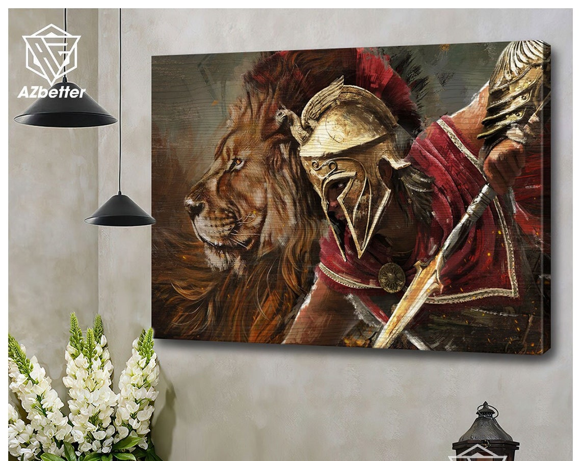 Knight Of The God Prints Lion Of Judad God Wall Art Christian Home Decor Warrior Of God Pictures Lion God Painting - Image 3