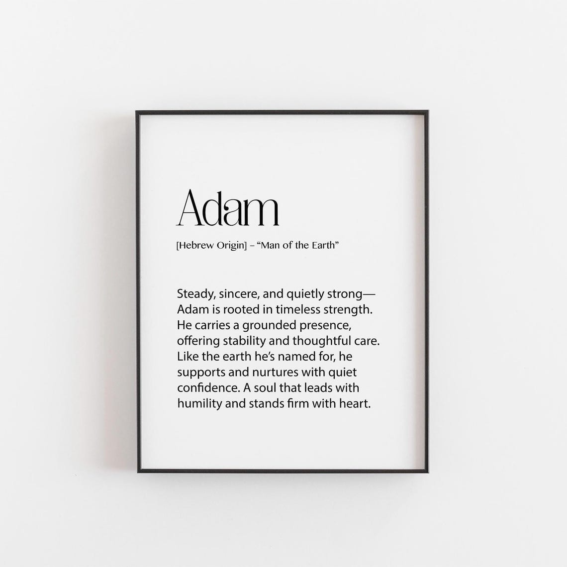 Adam Name Meaning Man Of The Earth Hebrew Origin Minimalist Print