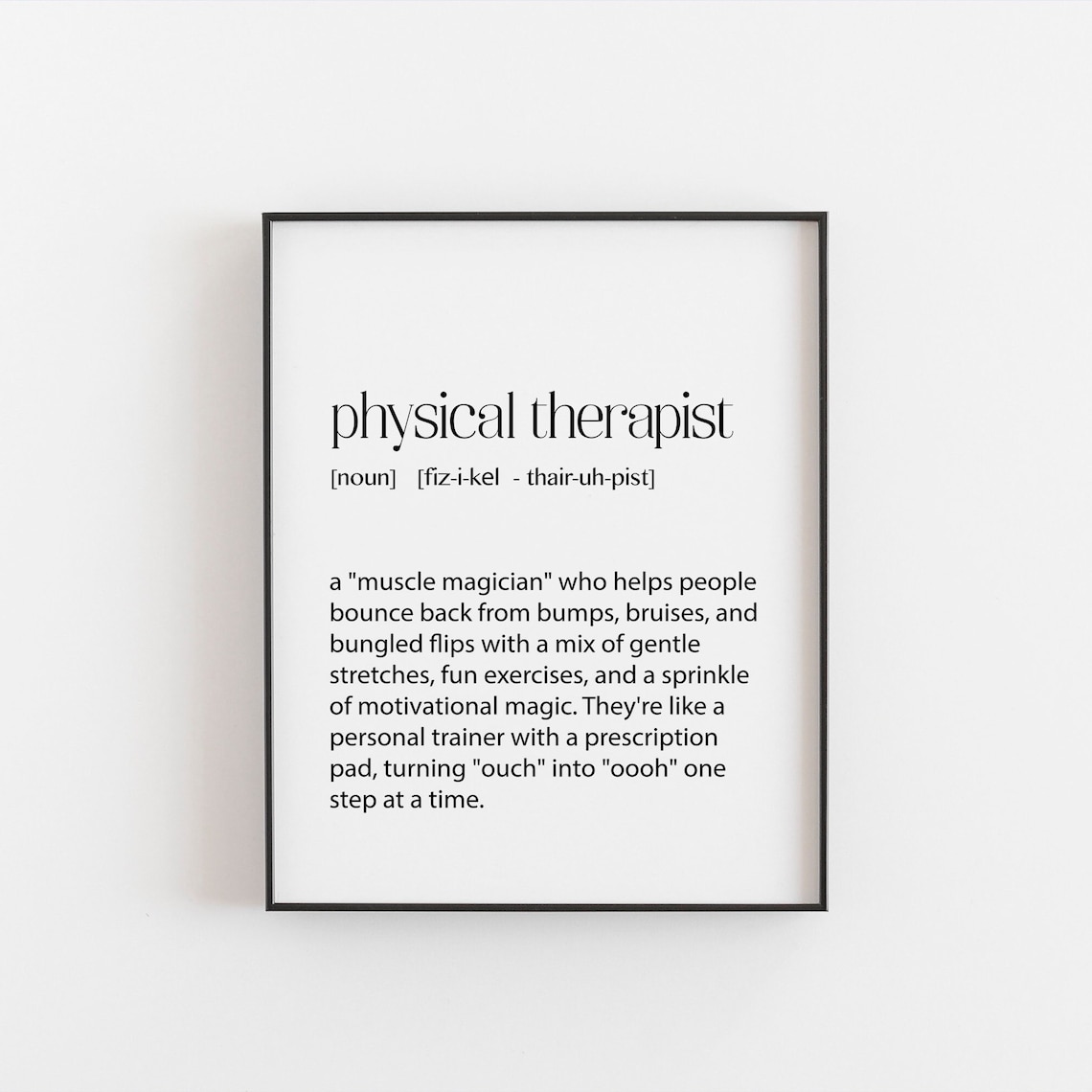 Physical Therapist Gift Definition Wall Art Print Physiotherapy Decor Rehab Studio Wall Art Appreciation Gift Ideas For Pts Dictionary