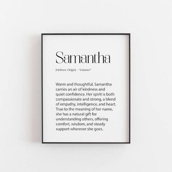 Samantha Name Meaning Personalized Hebrew Listener Gift Wall Art