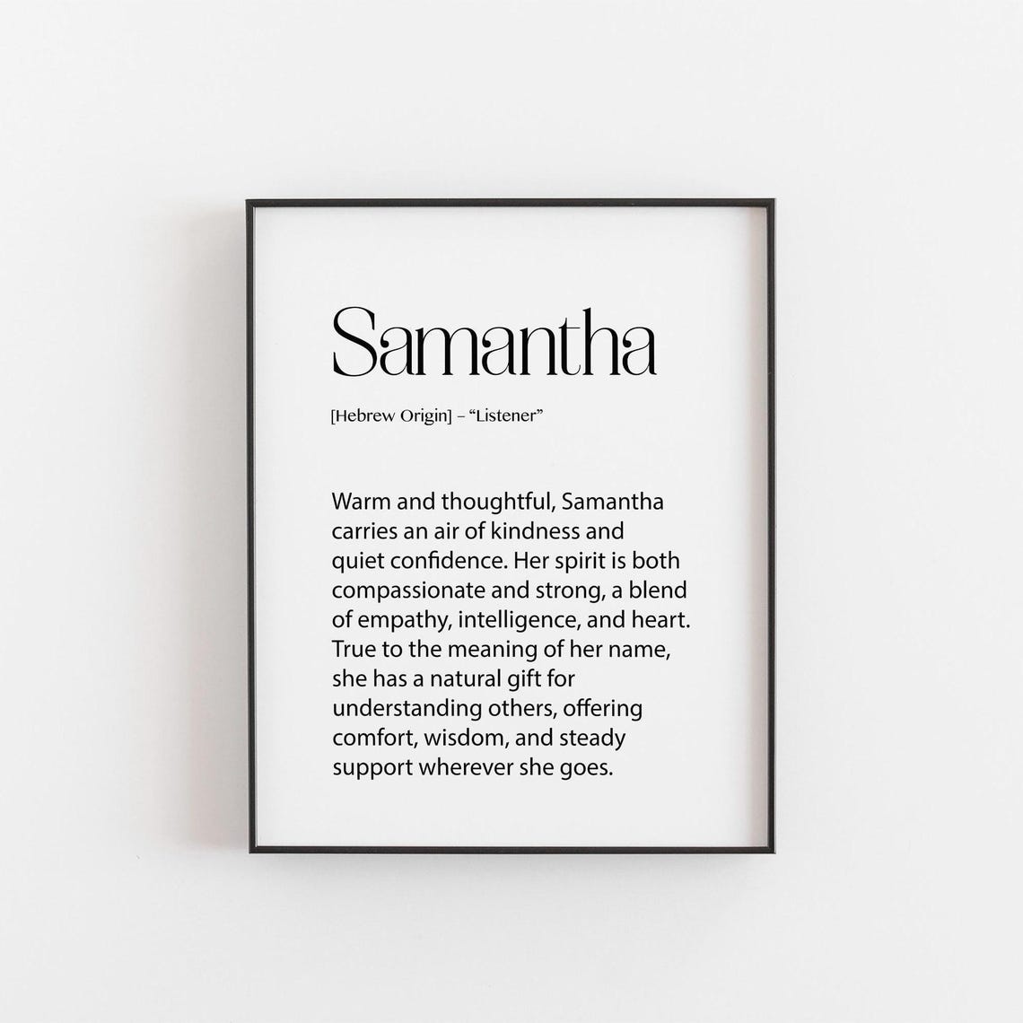 Samantha Name Meaning Personalized Hebrew Listener Gift Wall Art