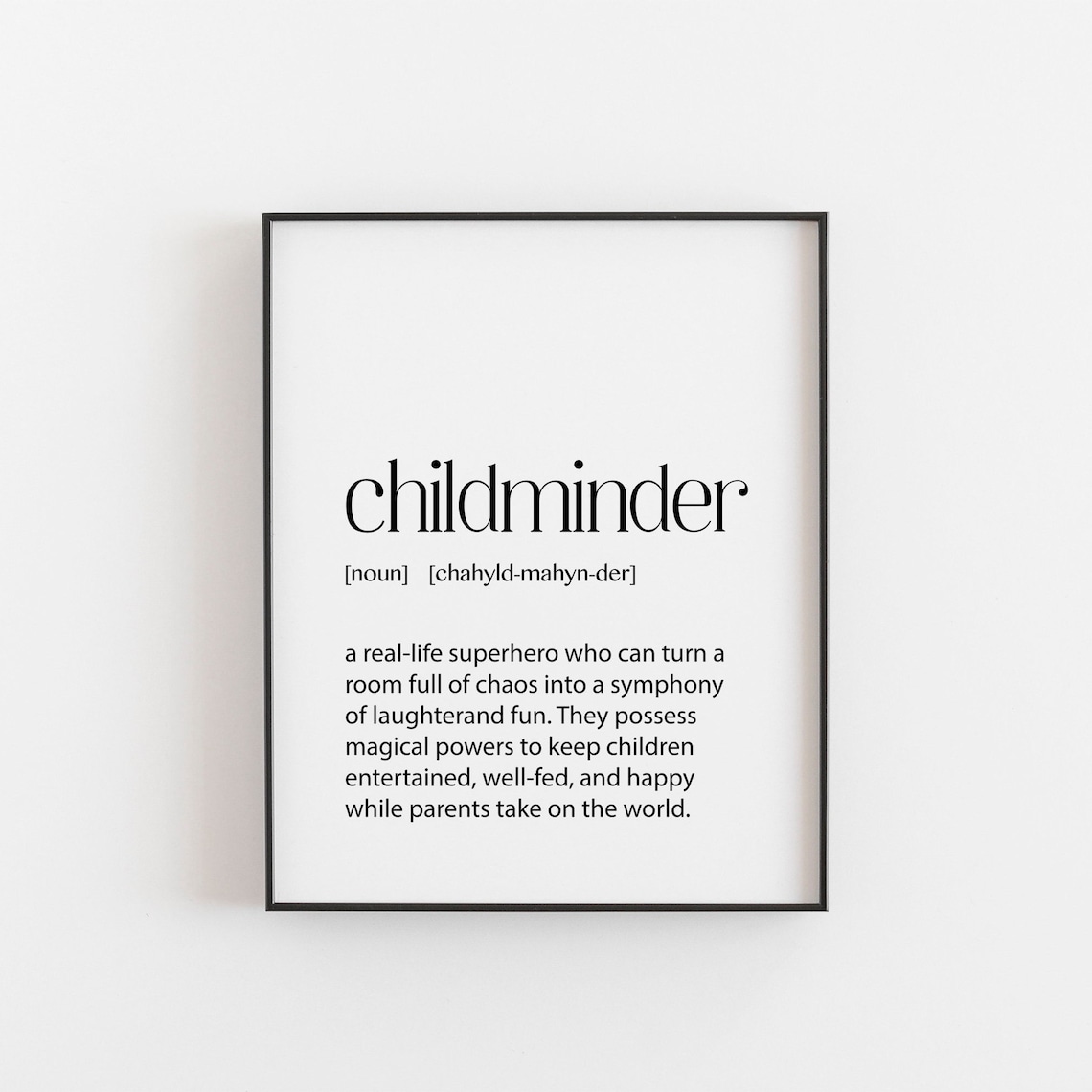 Childminder Definition Print Funny Superhero Nursery Gift Thank You Art