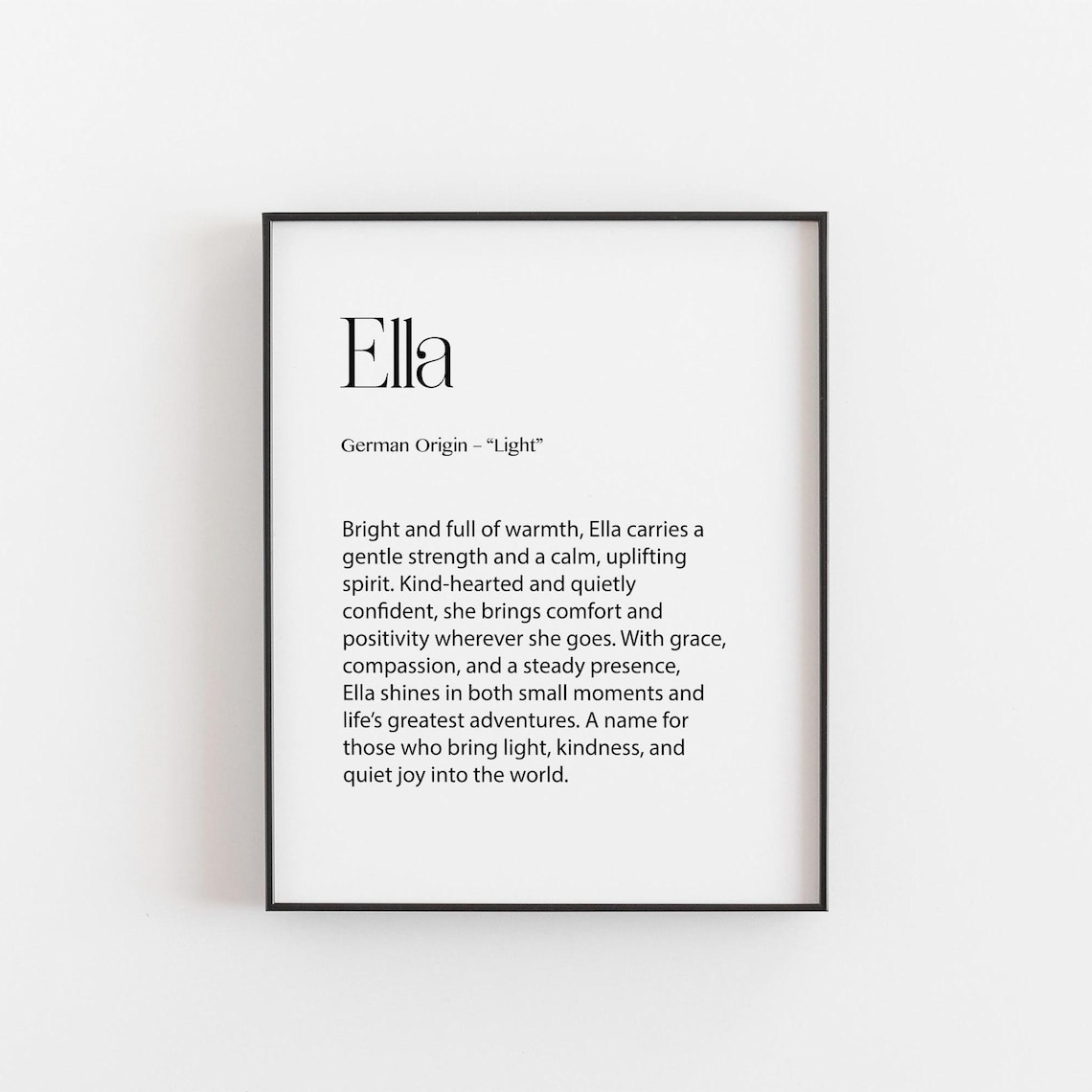 Ella Name Meaning Print, Minimalist Typography Poster