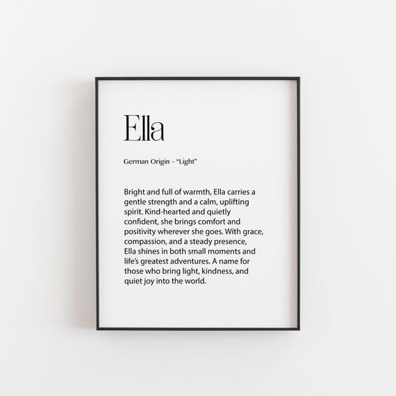 Ella Name Meaning Print, Minimalist Typography Poster