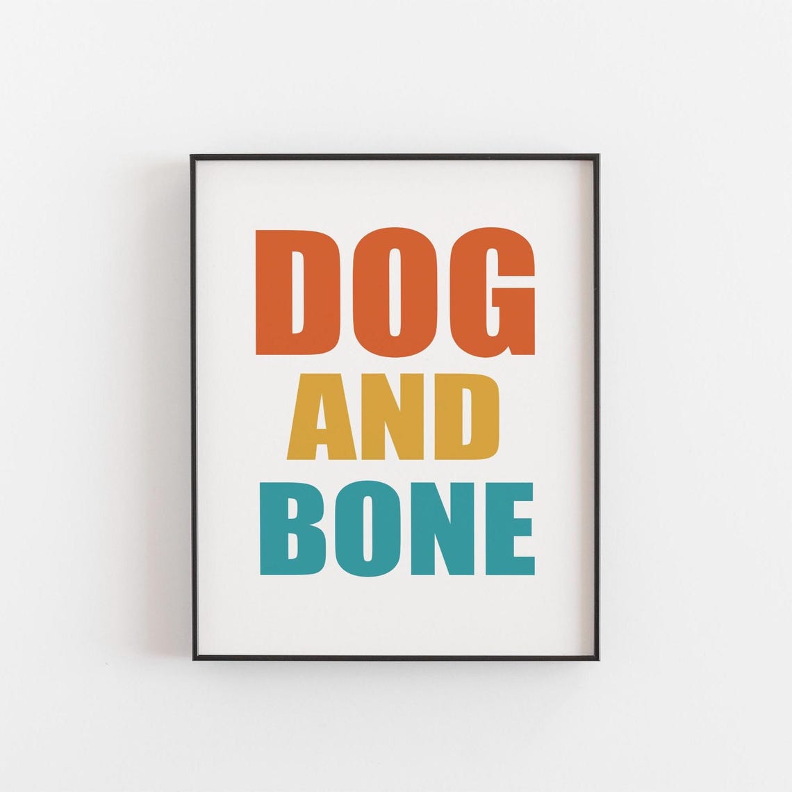 Dog and Bone Retro Bold Typography Color Block Dog Lover Poster