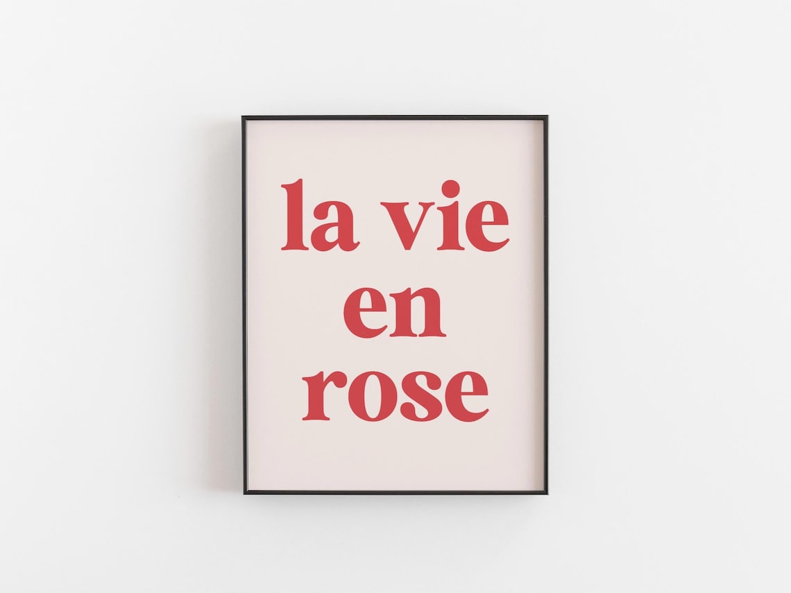 La Vie En Rose Red French Quote Minimalist Typography Poster