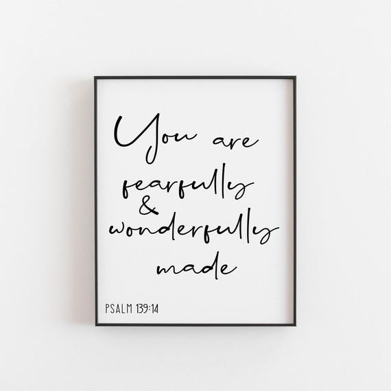 Psalm 139:14 Bible Verse Christian Wall Art Print