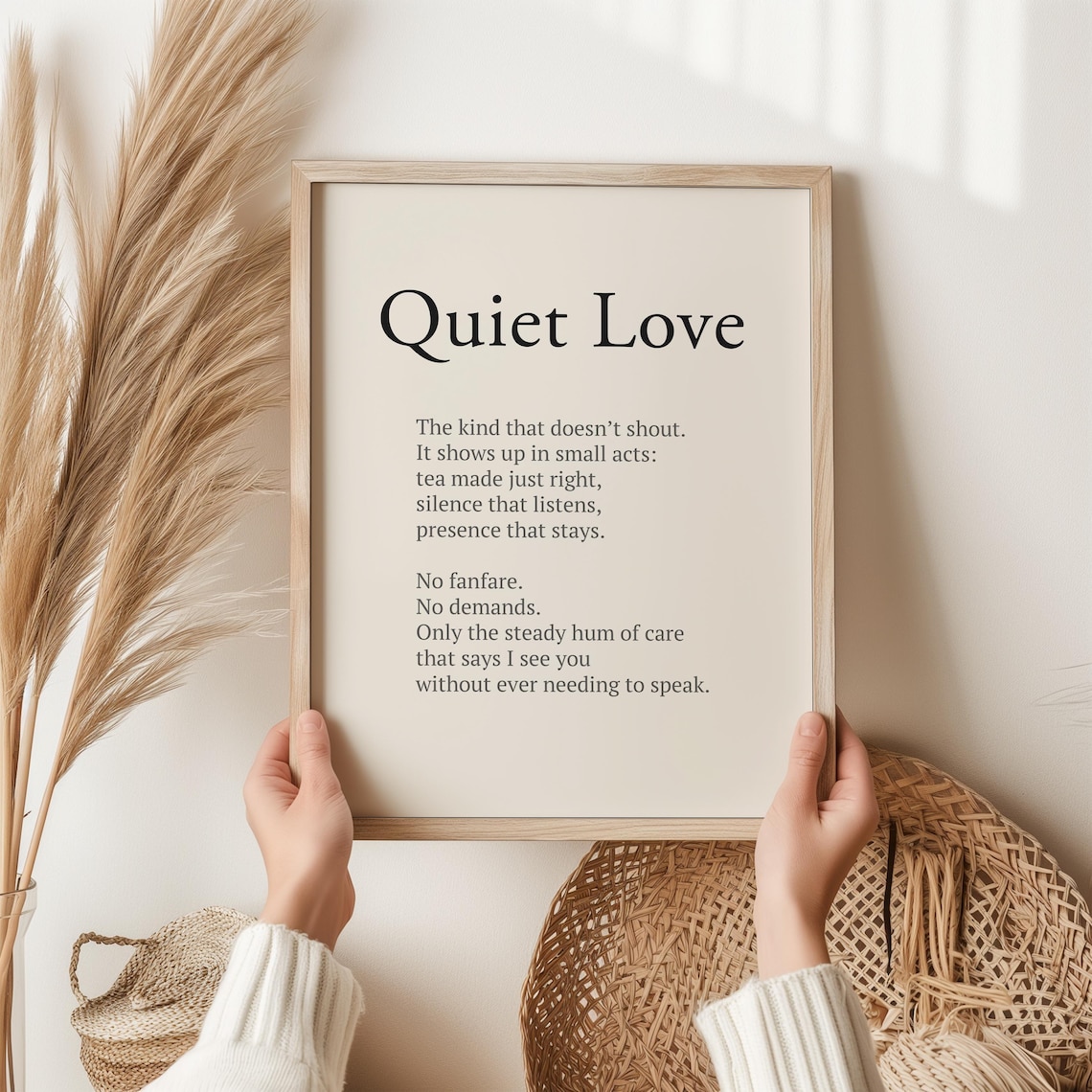 Quiet Love Definition Poem Minimalist Quote Art Print