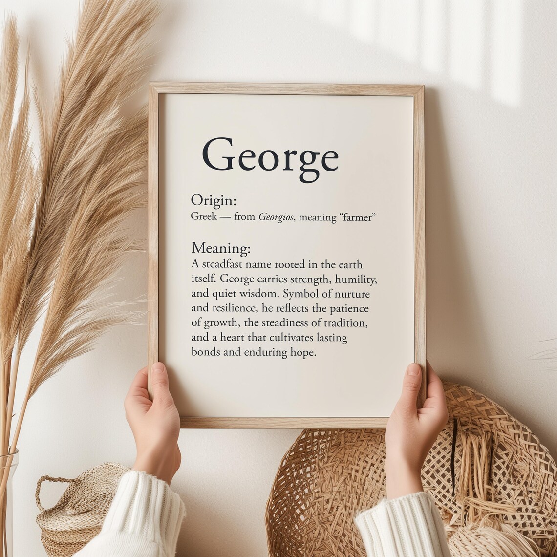 George Name Meaning Print, Greek Origin Wall Art